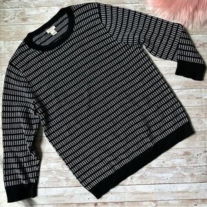J. Crew Factory Monochrome Grid Crew Neck Sweater